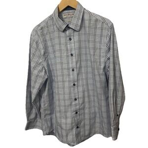 Nick Graham Men's Stretch Modern Fit 16-16.5 Blue White Long Sleeve Shirt-502